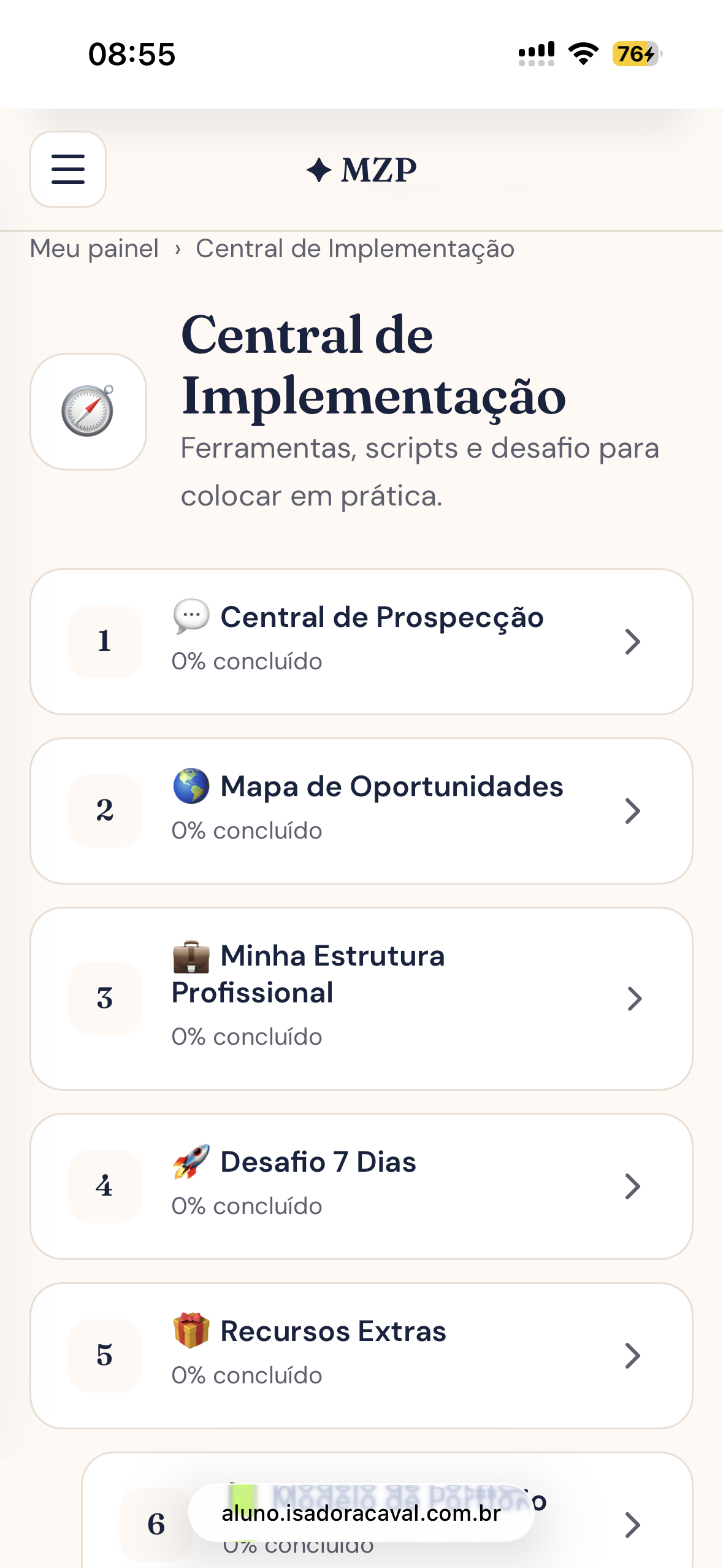 Central de Implementação com prospecção, oportunidades e Desafio de 7 Dias